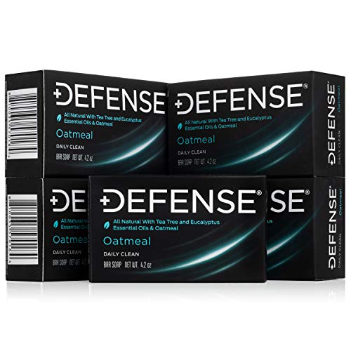 Defense Soap, Oatmeal, 4 Ounce Bar (Pack of 5) - 100% Natural and Herbal Pharmaceutical Grade Tea Tree Oil