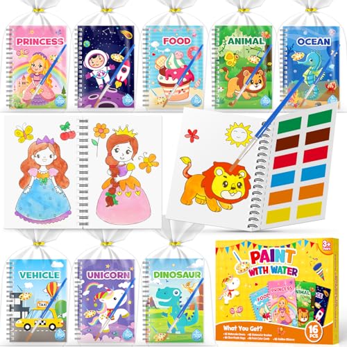 Water Colouring Books for Kids Ages 4-9 Party Bag Fillers Mini Water Painting Books Classroom Gifts & Birthday Gifts with Colour Mixing Art Exploration (16 Books)