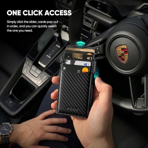 Image of VULKIT Men's Slim Wallets Pop Up Card Holder RFID Blocking Metal Wallet Minimalist Design Holds Up to 11 Cards