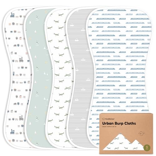 Image of Organic Burp Cloths Baby Boy & Girl - 5-Pack Super Absorbent Cotton Burping Cloths for Babies, Soft & Plush Newborn Spit Up Rags, Infant Towels for Milk Spit Up, Unisex, Large 21" x 10" (Vessels)
