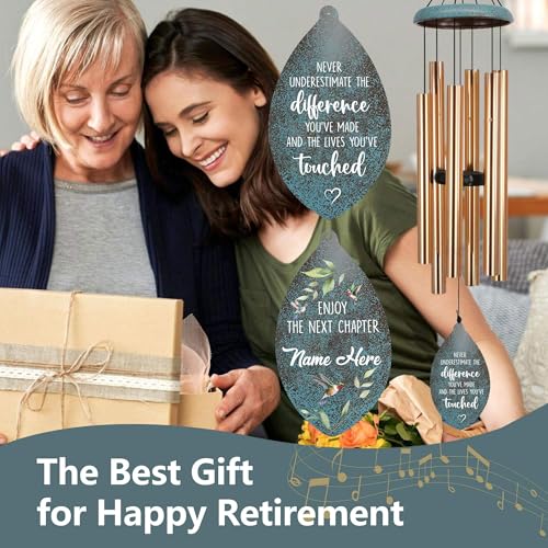 Image of ASTARIN Personalized Retirement Wind Chimes for Women, Custom Retire Gifts for Friend Boss Colleagues Neighbors Grandfather Grandmother, Happy Retirement Going Away Ideas