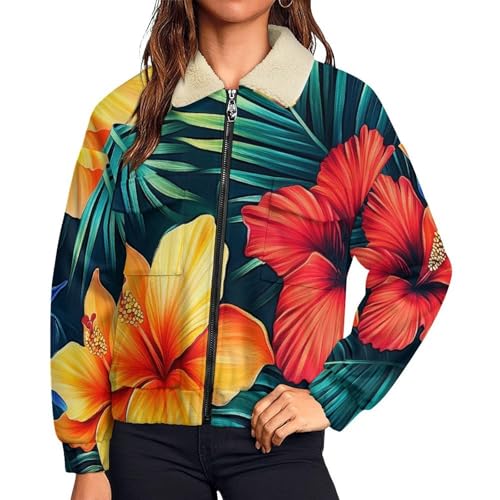 Fleurs d'hibiscus hiver chaud blouson polaire pour contrer le coup de blues