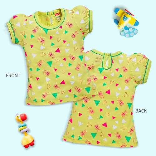 Image of LuvLap Baby Girls Regular Fit 100% Cotton Half Sleeves Girls Top Pack of 5