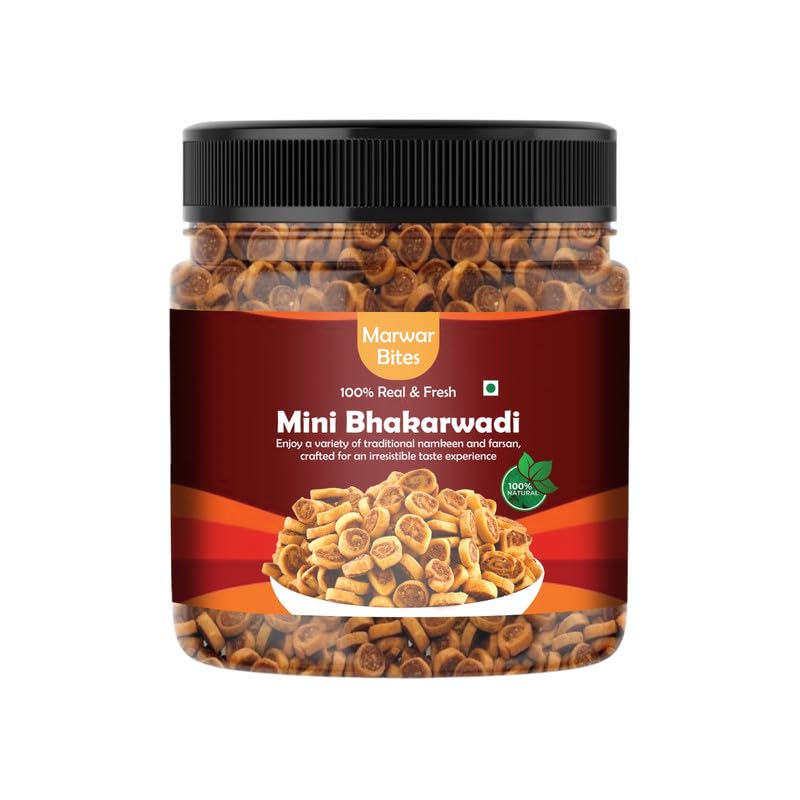 Image of MarwarBites Mini Bhakarwadi 500gm | Crispy & Tasty Bhakarwadi Perfect for Tea Time | Healthy Baked Namkeen Snack - Munchies