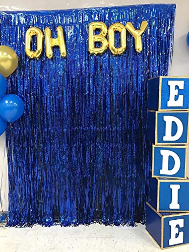 Image of Party Propz Blue Foil Curtain 2 Pc Boys Birthday Decoration