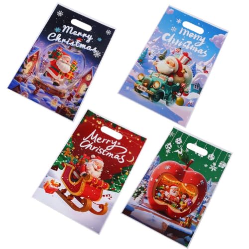 WBLDBB クリスマス 手提げ袋 ラッピング 袋 お菓子袋 50枚 4種柄 プチギフト キャンディ チョコレート 包装 配る用 バッグ 大量 景品 プレゼント らっぴんぐ ふくろ ギフトバッグ お菓子入れ物 (A)