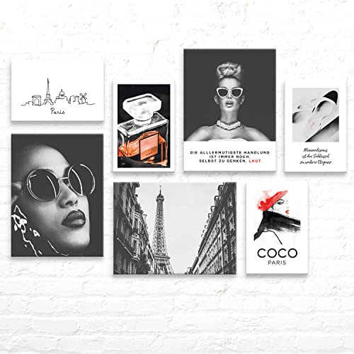 Coco style Wandbilder Set - 7 moderne, aufhängefertige fashion motivations...