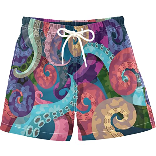 visesunny Colorful Octopus Swim Trunks Boys Toddler Bathing Suits for Kids Swimwear Baby Boy Swimsuit Boys Swim Shorts