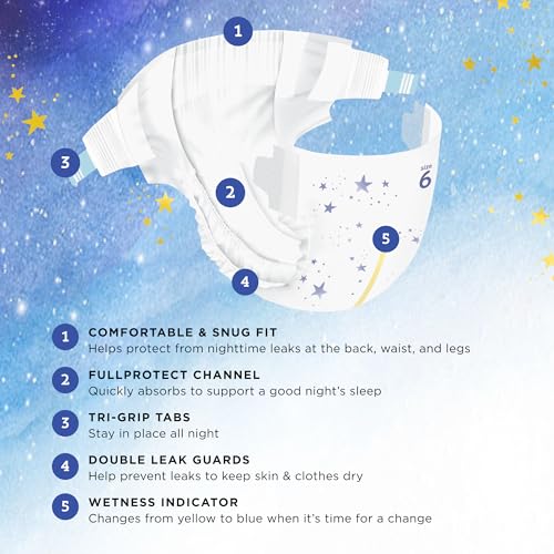 Image of Amazon Brand - Mama Bear Overnight Baby Diapers with Leak Protection and Skin Protection, Fragrance-Free, Size 6, Hypoallergenic, Chlorine Free, Dermatologist Tested, 54 Count