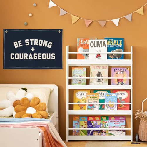 Image of Motivational Quotes Boys Room Decor,Be Strong Courageous Joshua 1:9 Bibie Nursery Playroom Wall Decor,Classroom Must Haves, Teen Dorm Toddler Wall Hanging Canvas Banner 30x20 bestrong