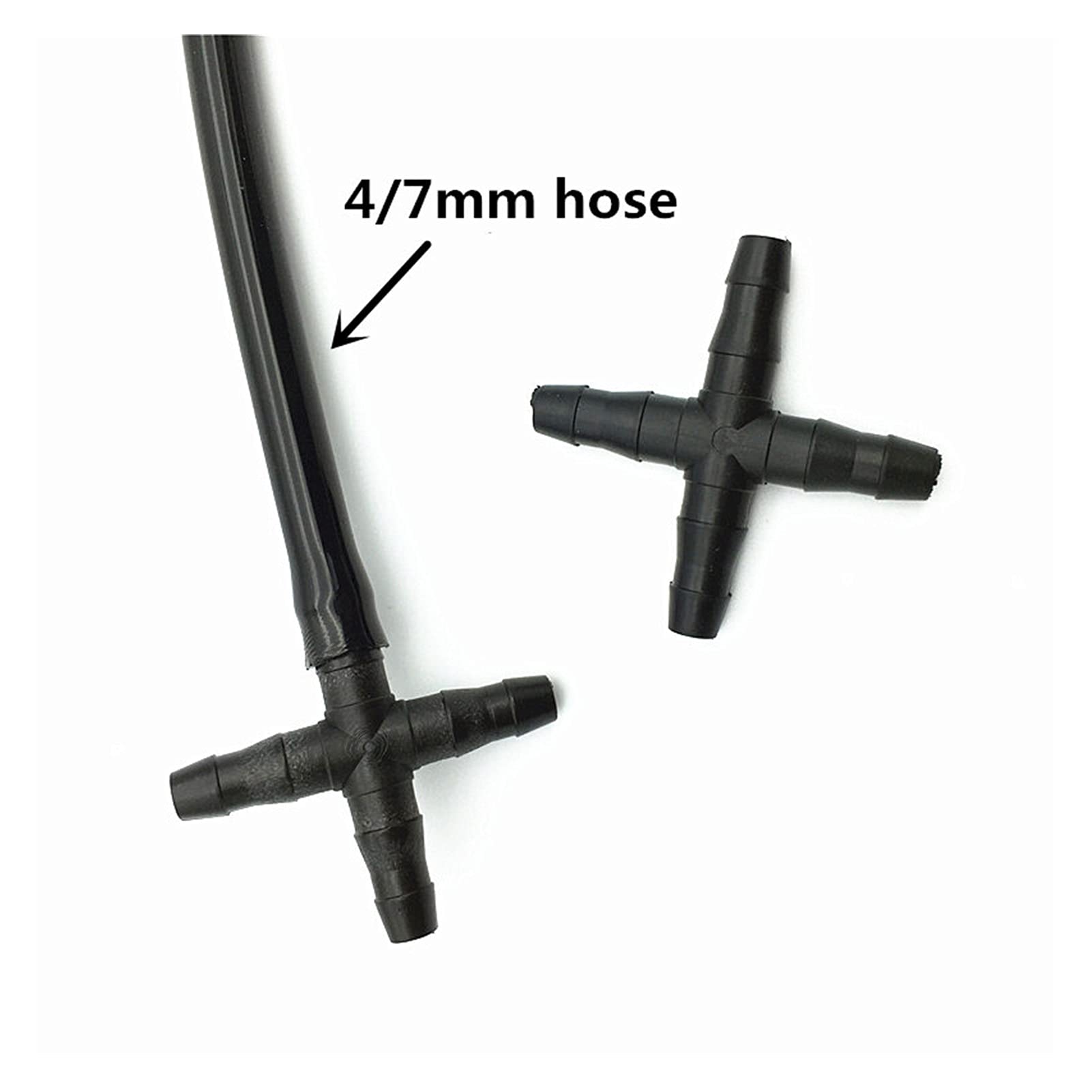 Raccordi per connettori per Tubi Flessibili 300 Pezzi Croce Tubo Dritto per Tubo da 4/7mm 1/4 'Connettore spinato da 1/4', Giardino filettato per Tubo di irrigazione a Effetto Serra