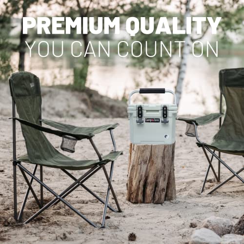 Camp-Zero 10 | 10.6 Qt. Cooler With 2 Molded-In Cup Holders & Folding Aluminum Handle | Thick Walled, Freezer Grade Cooler With Secure Locking System & Tie Down Channels (Sage)… #TOP6