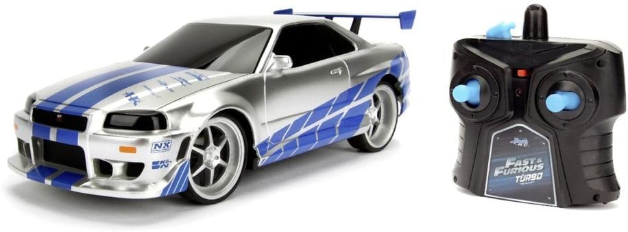Jada Toys Full Function Remote Control Fast and Furious 1:24 Scale 2002 Nissan Skyline GT-R 2.4Ghz with Turbo Button for Kids Boys Girls Age 6 Years +