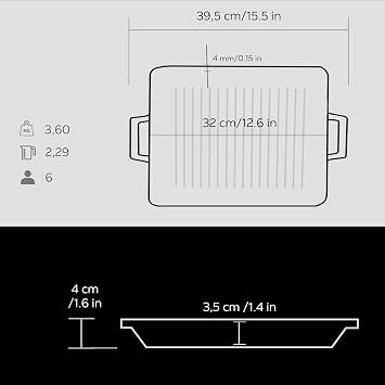 Lava Metal Casting Grid Pan with Metal Handle, 26x32cm, Black