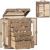 AKOZLIN Caja de joyería giratoria de 360° extra grande de 6 niveles, aretes y pulseras