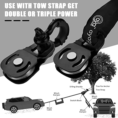 Aya Gear Snatch Block For Winch Recovery, 6 Ton Break Strength, Towing Pulley Blocks 13,000 Lbs Capacity, Compact Offroad Accessory For Jeep, Truck, Utv, Atv, Black #TOP1