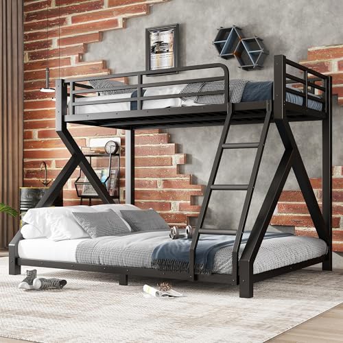 Bellemave Twin Over Full Metal Low Profile Bunk Bed Frame,Black