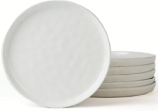 famiware Mars 6 Pieces Dinner Plates, 10.25 inch Plate Set, Scratch Resistant, Stoneware Dinnerware, Kitchen Modern Rustic Serving Dishes, White