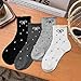 Winatehr frilly bow polka dot coquette socks for girls, cute ruffle aesthetic fashion women socks crew, fall gifts breathable kawaii y2k sock with designs 4 pcs