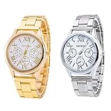 Weicam Women Girls Wholesale 2 Pack Watch Set Roman Numerals Dial with 3 Decorated Small Sub-dials M