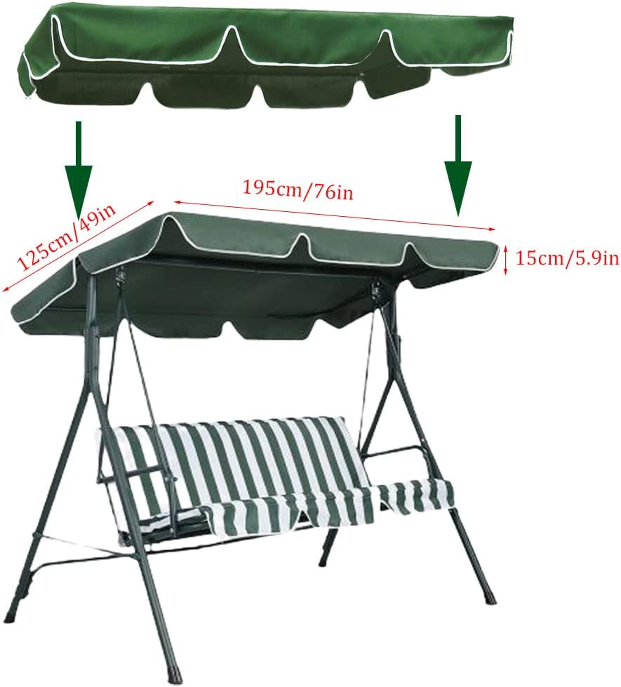 patio swing canopy replacement top for 3 seat swing - green (76 * 49 * 5.9) green/76*49*5.9