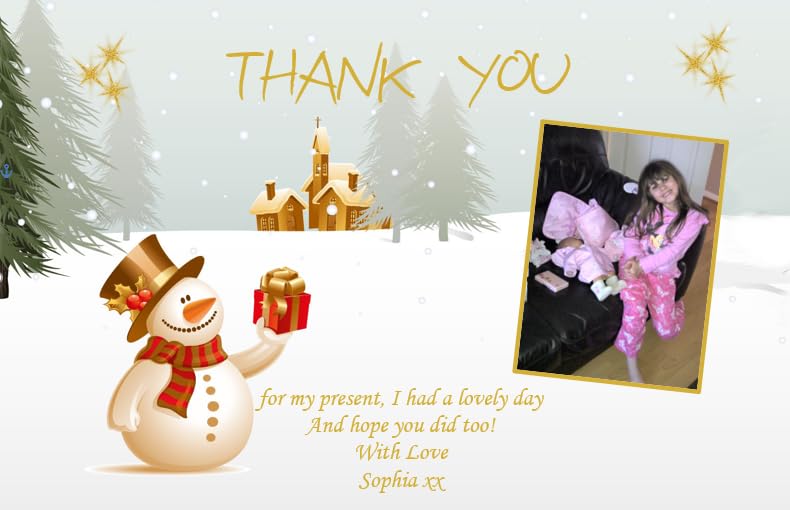 12 Personalised Beautiful Christmas Thank You Cards With Photo CT3