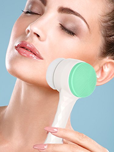 2 In 1 Manual Face Brush Cleanser - Exfoliating Brush - Face Cleansing Brush With Soft Bristles - Face Scrubber To Massage And Stimulate Your Face Skin - Deep Pore Exfoliation, Makeup, Acne, Dead Skin #TOP2