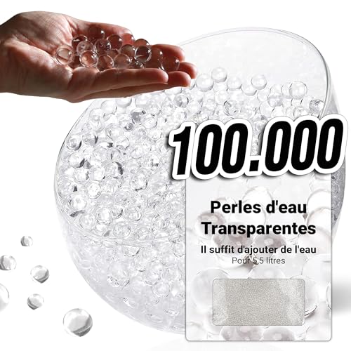 comforder – Perles d’Eau Transparentes – 100 000 Billes pour Plantes & Vases – Non Toxiques & Biodégradables