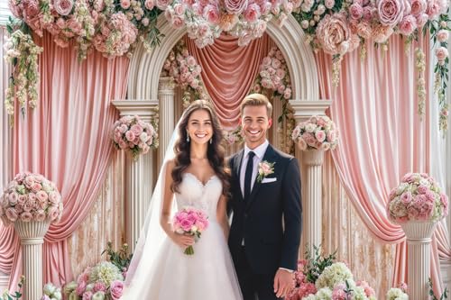Fondo fotográfico de tela 10X8FT rosa floral para eventos miniatura 2