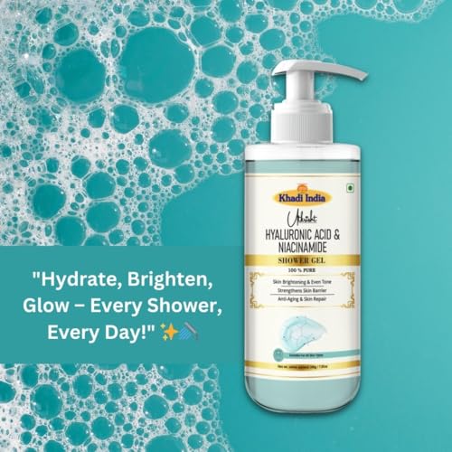 Image of Khadi Hyaluronic & Niacinamide Body Wash Gel 300 ml | Hydrating, Brightening & Anti Aging | For Excess Oil & Breakouts | Body Wash Shower Gel For Women & Men | All Skin Types