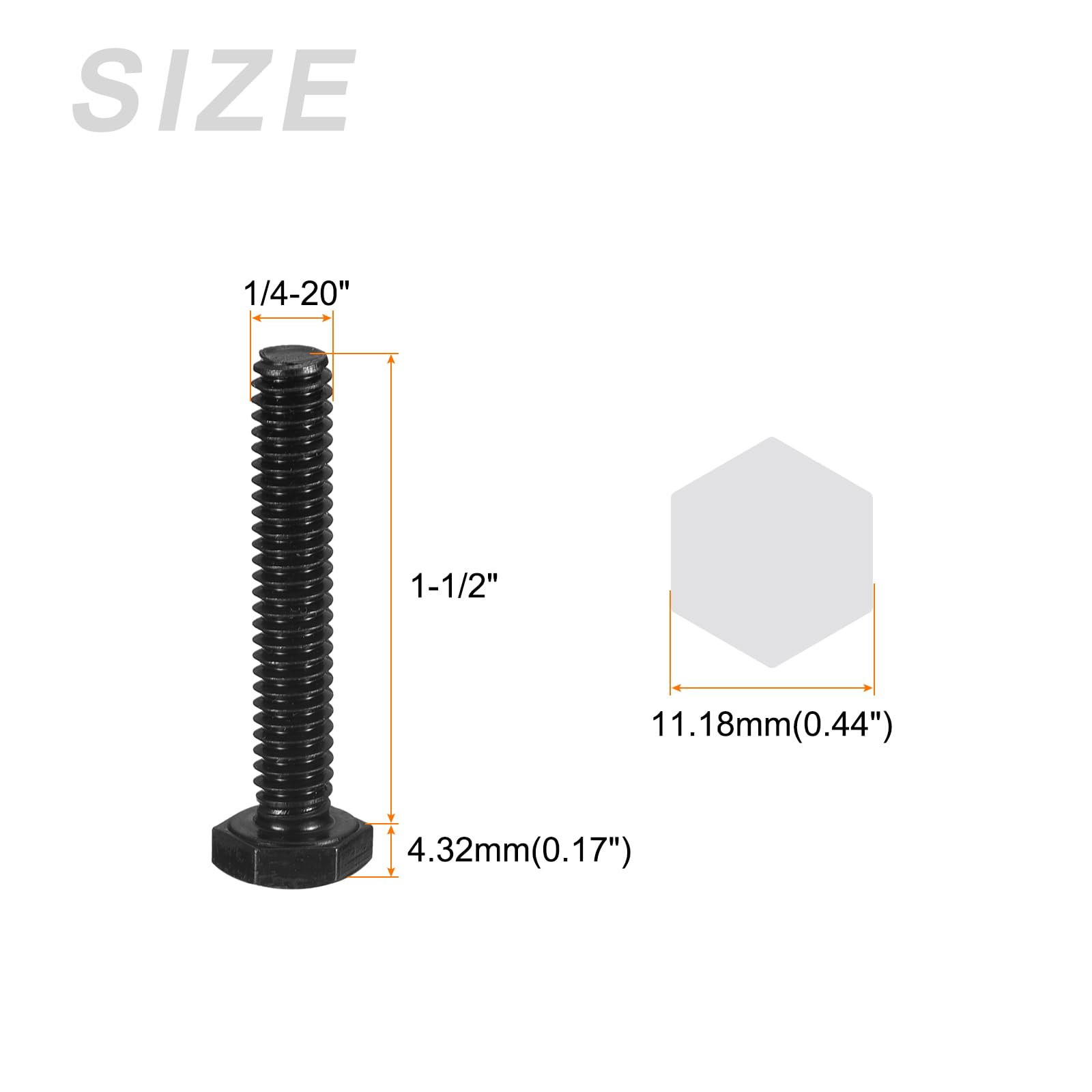 METALLIXITY Hex Head Bolts (1/4-20 x 1-1/2") 10Pcs, 304 Stainless Steel 18-8, Fully Threaded, External Hex Drive - Image 2