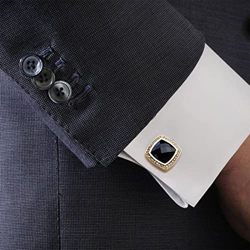 HAWSON Cufflinks for Men, Gold Diamond Crystal Cufflinks for Groom Husband Personalized Gifts, Mens Formal Wedding Business Cufflinks, Luxurious Gorgeous Cuff Links French Shirt Accessories3