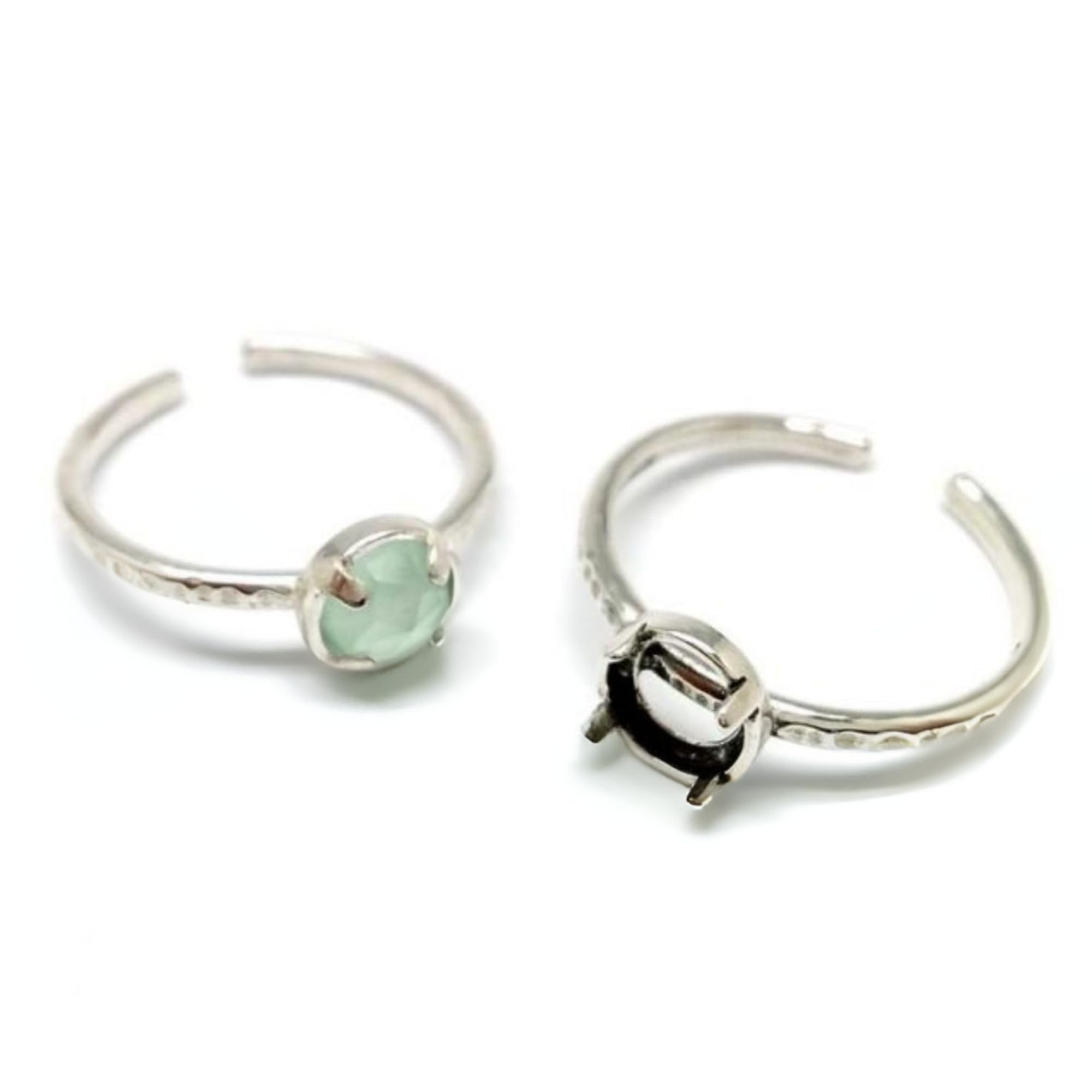 Sterling Silver Adjustable Bezel Cup Ring Settings - 6mm, Craft Your Unique Gemstone Ring