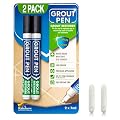 Grout Pen Black Tile Paint Marker: Waterproof Tile Grout Colorant and Sealer Pen - Black Narrow 5mm, 2 Pack with Extra Tips (7mL)
