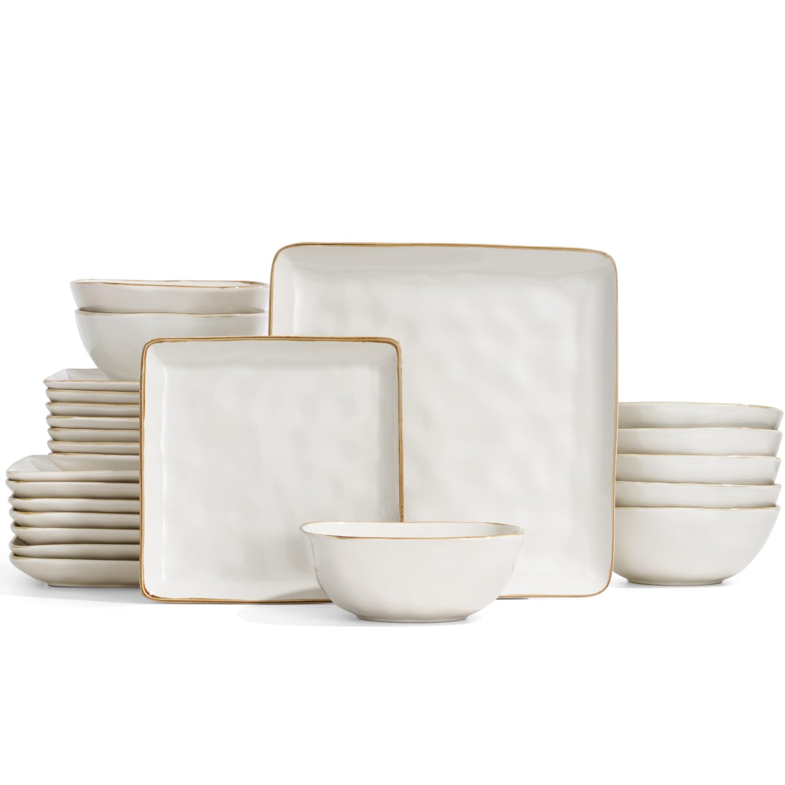Amazon.com: Famiware Dinnerware Sets for 8, Ocean Square 24-Piece