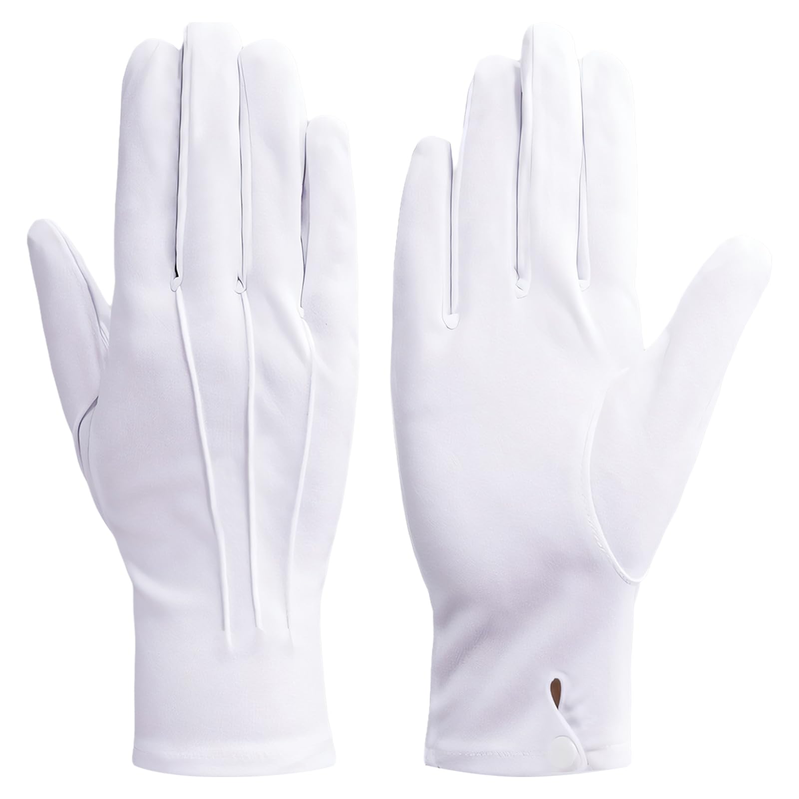 2 Pair White Gloves,Breathable and Soft, White Cotton Gloves, Sewn With Snap Closure, Reusable,Suitable for Police Tailcoats, Honor Guards, Clothing Parades