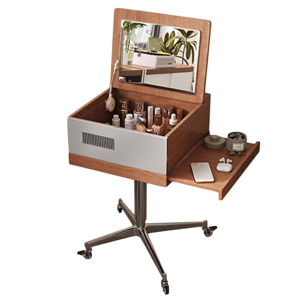 CGCSYZ Vanity Desk Liftable Solid Wood Dressing Table Bedroom Small Apartment Movable Dressing Table Small Mini Flip Vanity Makeup Table Makeup Dressing Table (Natural)