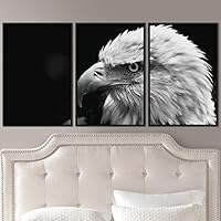 3 Piece Framed Canvas Wall Art Black and White Birds Canvas Prints Home Artwork Decoration for Living Room,Bedroom - 16