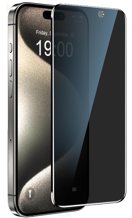 Image of Edge to Edge Privacy Tempered Glass For iPhone 15 (6.1 Inch) with Easy Self Installation Kit | Black