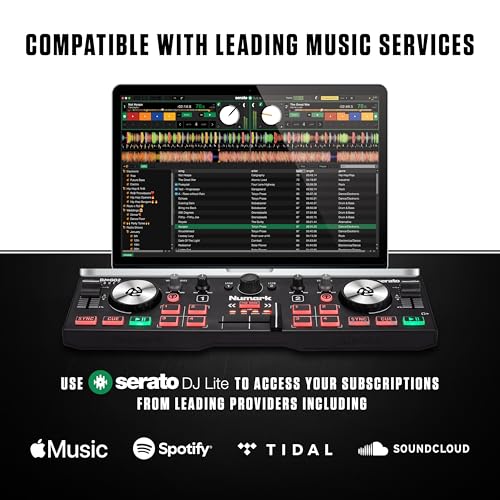 Image of Numark DJ2GO2 Touch Compact DJ Controller | Portable, 2-Deck, DJ Mixer, Touch-Capacitive Wheels, Integrated Audio Interface, and Serato Lite, Gen 3