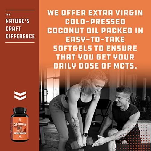 Pure Coconut Oil Softgels 1000Mg - Extra Virgin Coconut Oil Supplement For Heart Health And Energy Booster With Caprylic Acid Hair Skin And Nails Vitamins - Mct Coconut Oil Pills Softgels #TOP3
