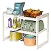 goldmiky Scaffale sotto Lavello Lavandino Cucina - Organizer Rack Allungabile in Acciaio Inossidabile e Plastica PP,2 Livelli Ripiano Estraibile sotto Il Lavandino con 10 Pannelli Rimovibili