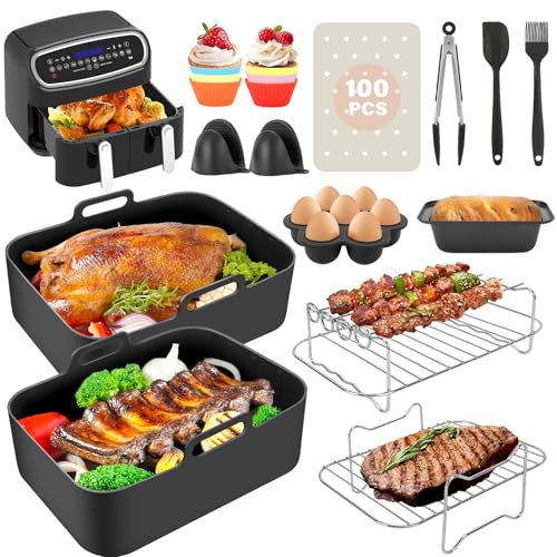 Accesorios freidora de Aire, Molde Silicona Freidora de Aire-parrilla, molde para pan y pasteles, inserto de siliconaAccesorios para freidora sin Aceite para freidora de aire Ninja AF500, AF400-12Pcs