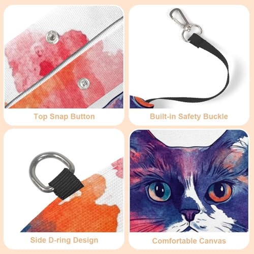 Bolso de lona para mascotas portátil y lavable con tierno estampado de gato 5