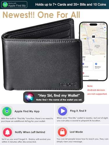 Wallet for Men Upgrade Replacement for AirTag Wallet Built-in Find My Real Time Tracker, RFID Blocking Classic Leather Bifold Stylish Mens Wallet with ID Window 6 Credit Card Holder Coin Pocket2