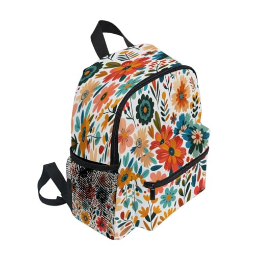 ALAZA Flower Floral Leaves Toddler Backpack Kid's School Bag Preschool Kindergarten Elementary School for Boys Girls2