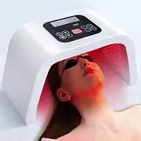 Cabine Facial com Luz de LED 7 Cores, Maquina Mascara Camâra Facial Terapeutica Fototerapia Estetica, Uso Domestico, Cuidados Com a Pele do Rosto, Rejuvenescimento, Flacidez, Rugas, Pescoço, Mãos, Marca ATM