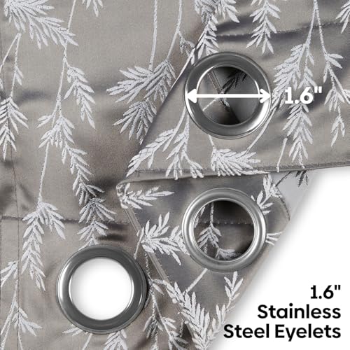 Image of haus & kinder Printed Jacquard Door Curtains 7 Feet Long Pack of 2 Door Curtains, 7 Feet Curtains for Door (Whispering Willows, Slate 130x213 CM)