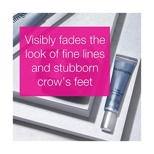 Neutrogena-Rapid-Wrinkle-Repair-Retinol-Anti-Wrinkle-Eye-Cream-for-Dark-Circles-Daily-Eye-Wrinkle-Cream-with-Hyaluronic-Acid-Retinol-Paraben-Free-05-fl-oz Neutrogena Retinol Eye Cream for Dark Circles, Rapid Wrinkle Repair, Daily Anti-Aging Under Eye Cream with Retinol & Hyaluronic Acid to Fight Fine Lines, Wrinkles, & Dark Spots, 0.5 fl. oz