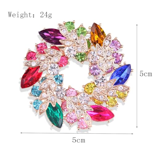 Image of Rhinestone Flower Brooch for Women Crystal Wreath Brooch Pin Stylish Big Flower Brooch Rhinestone Crystal Bauhinia Flower Wreath Brooch Elegant Clothing Hat Bag Accessories Christmas Wedding Bridal Birthday Jewelry